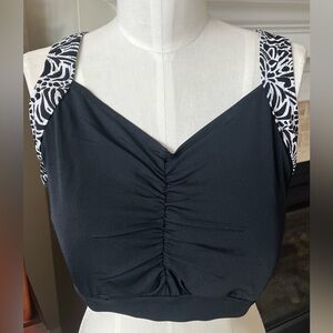 🆕Aqua Sport Juno Swim Bra 1X MADE IN USA 🇺🇸 Black aloha print